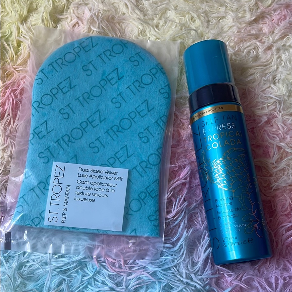 St. Tropez Self Tan Express Tropical Mousse with free gift Mitt - Blue